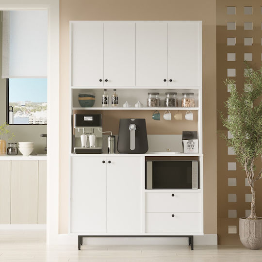 Μπουφές White από Ξύλο & Μέταλλο White 120x35.5x205cm