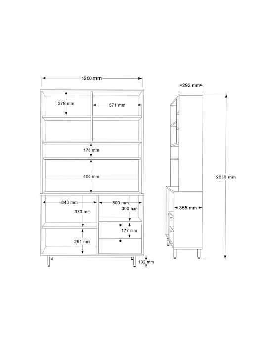 Μπουφές White White 120x35.5x205cm