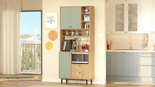 Мебели за съхранение от дърво & метал Oak-green 88x35.5x205см