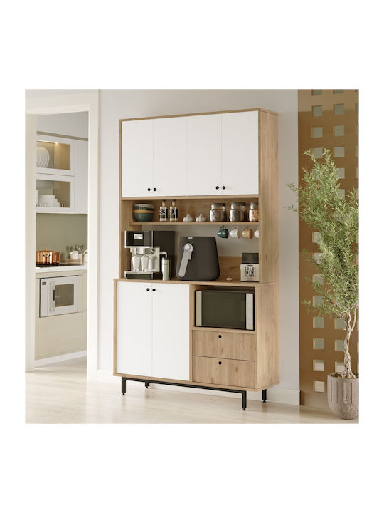 Μπουφές από Ξύλο & Μέταλλο Oak-white 120x35.5x205cm