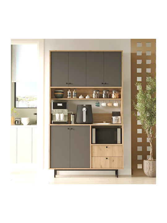 Sideboard made of Wood & Metal Black 120x35.5x205cm