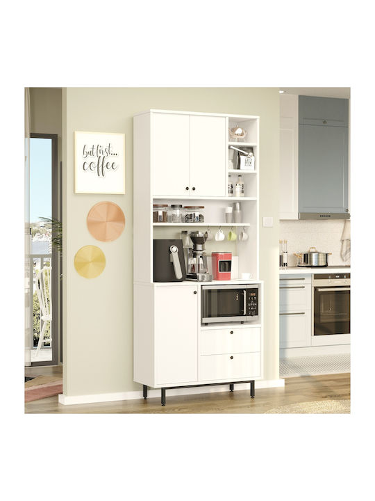 Sideboard White made of Wood & Metal White 88x35.5x205cm