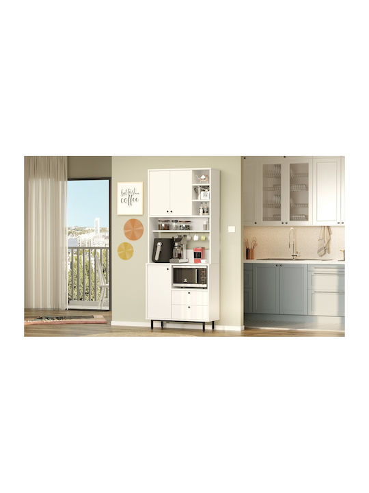 Sideboard White made of Wood & Metal White 88x35.5x205cm