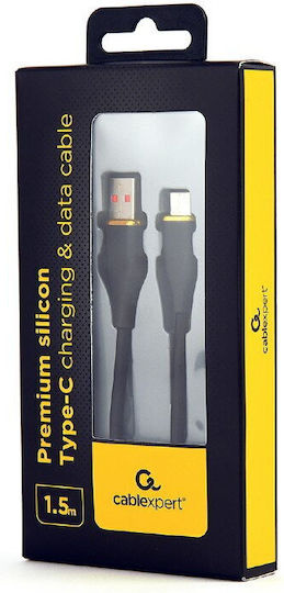 Gembird Power Data Cable Smartphone USB 2.0 M To USB 2.0 Type-C M 1.5m Silicone Protection Black