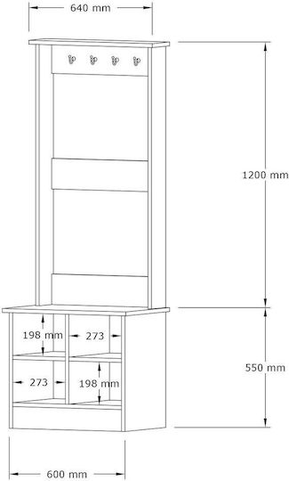 Мебел За Антре с Шкаф За Обувки Sonoma-бял 64x43x175см