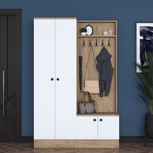 Entry Furniture with Shoe Rack White-walnut 119.6x35.5x182.8cm
