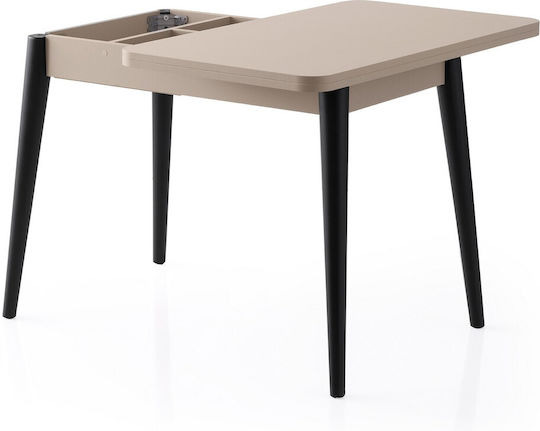 Dolunay Table Dining Room Extendable Wooden Light Mocha-black 100(+20)x60x75cm
