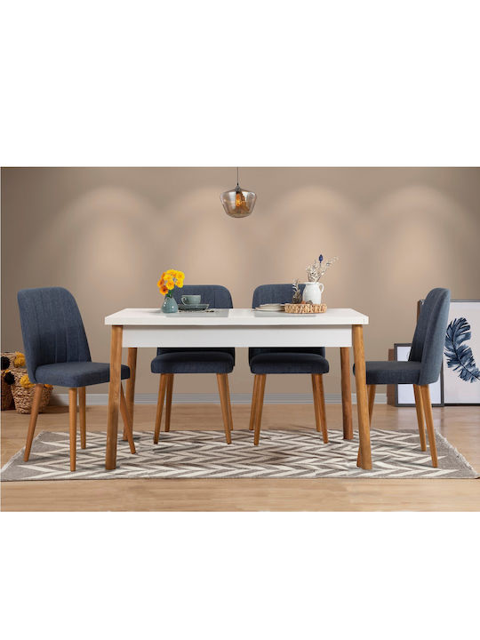 Costa Τραπέζι Τραπεζαρίας Ξύλινο Pine-white 120x75x77εκ.