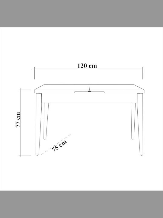 Costa Τραπέζι Τραπεζαρίας Ξύλινο Pine-white 120x75x77εκ.