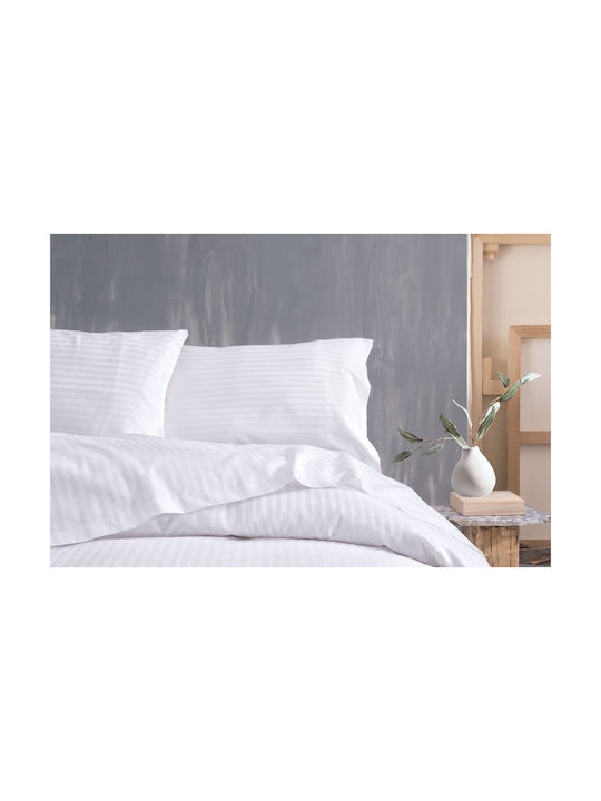 Rythmos Satin Kissenbezug-Set Oxford Weiß 50x70cm.