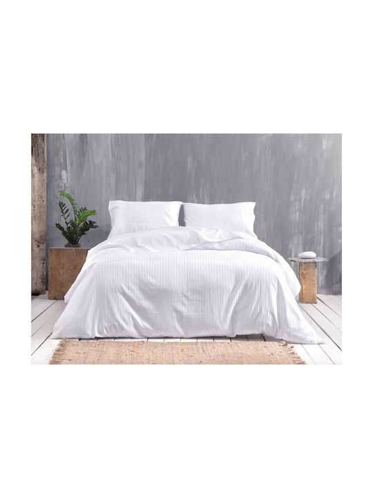 Rythmos Satin Kissenbezug-Set Oxford Weiß 50x70cm.