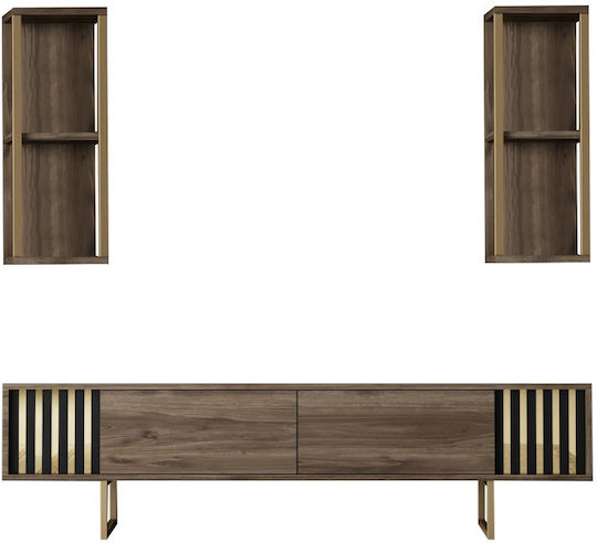 Unitate TV pentru sufragerie Gold Line Walnut-black L180xA30xÎ48cm