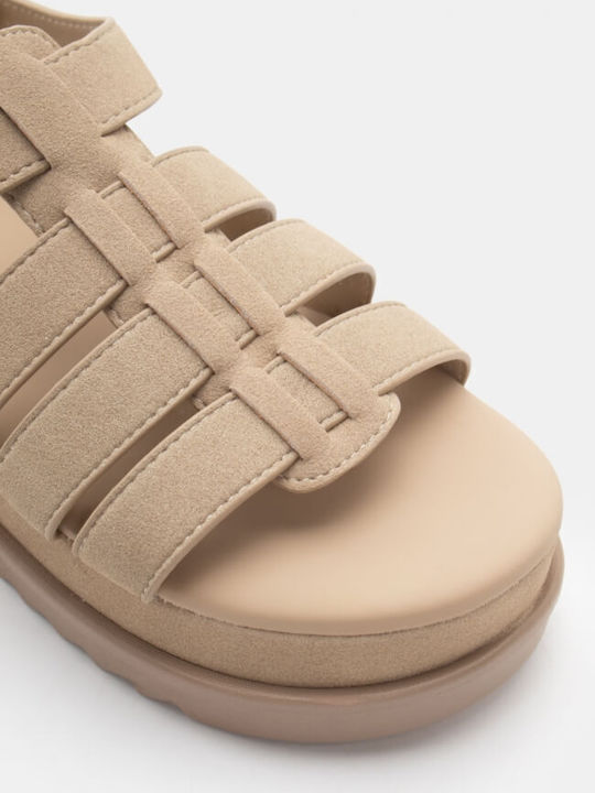 Γυναικεία Σανδάλια Flatforms Μπεζ
