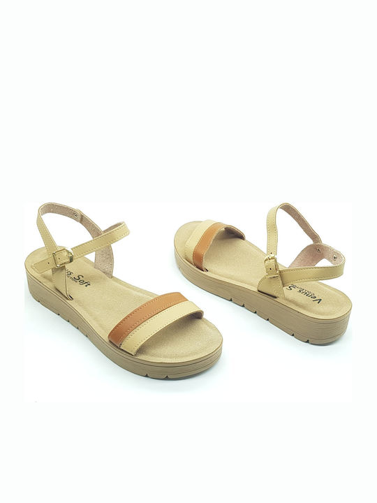 Women's Flat Sandals Anatomic in Beige Color
