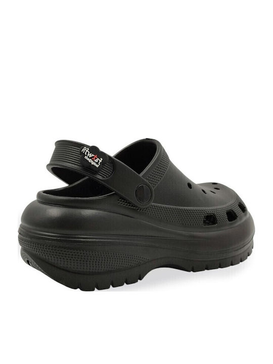 Γυναικεία Ανατομικά Σανδάλια Flatforms Μαύρα