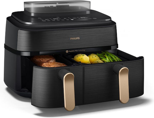 Philips Air Fryer with Double Detachable Bucket 9lt Black NA552/00