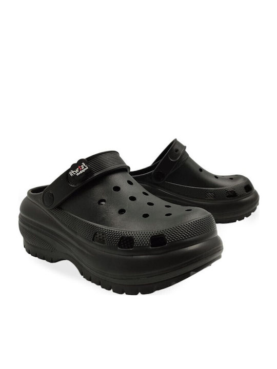 Γυναικεία Ανατομικά Σανδάλια Flatforms Μαύρα