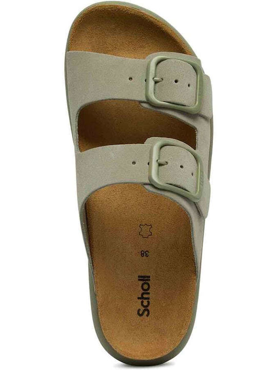 Noelle Leather Women's Flat Sandals Anatomic in Green Color
