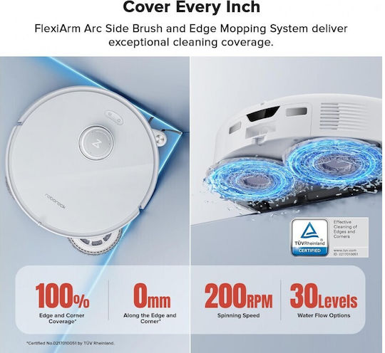 Roborock Qrevo Curv Robot Vacuum Cleaner with Laser Mapping & 18500Pa Suction Power White