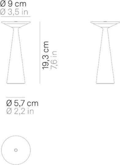 Zafferano Metall Tischlampe LED mit Weiß Schirm und Basis
