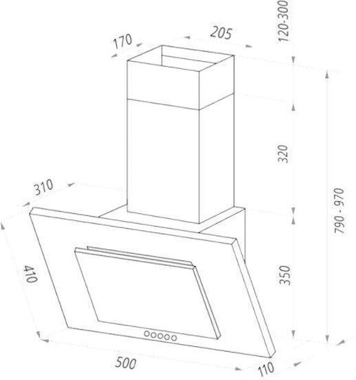 Tornado Sigma 700 Απορροφητήρας Καμινάδα Ανακύκλωσης 50cm Λευκός