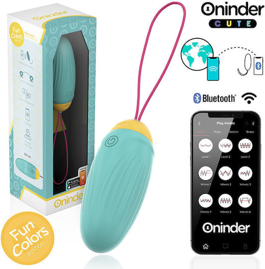 Oninder Cute Mini Δονητής Egg με Απομακρυσμένο Έλεγχο 8.5cm Τιρκουάζ