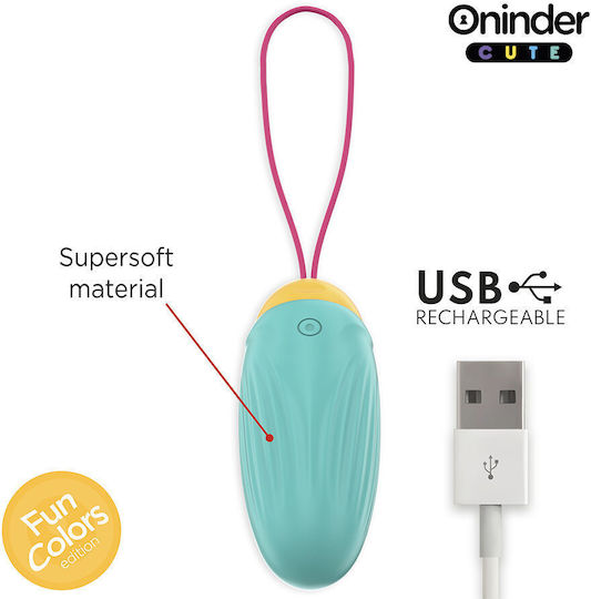 Oninder Cute Mini Δονητής Egg με Απομακρυσμένο Έλεγχο 8.5cm Τιρκουάζ