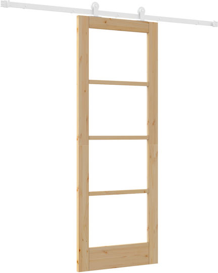 Vidaxl Schiebetür Set Zubehör 'orkdal' Massivholz & Glas Beige