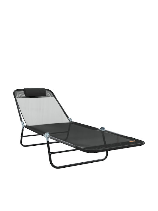 Șezlong Dublu Metal Negru 2buc 182x85cm