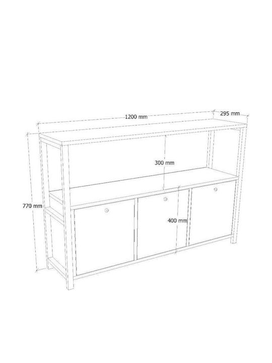 Nero Console Table Wood & Metal Μαύρο - Καρυδί L120xW30xH75cm