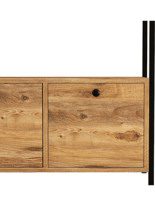 Nero Console Table Wood & Metal Μαύρο - Καρυδί L120xW30xH75cm