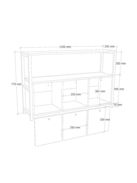 Nero Console Table Wood & Metal Μαύρο - Καρυδί L120xW30xH75cm