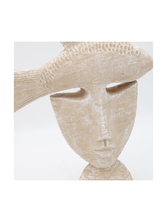 Figurină Decorativă Sculptură Beton Bej 24,5x8x27,5cm Pachet 2 Bucăți