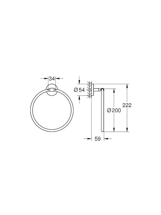Grohe Baucosmopolitan Κρίκος Μπάνιου Μονός με Βίδες Chrome