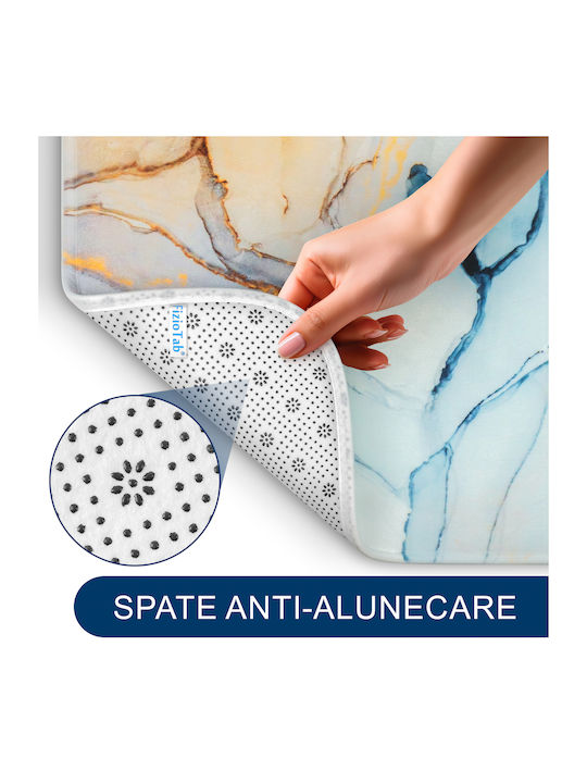 Non-Slip Bath Mats Set Toilet BlueAbstract2 Blue 3pcs