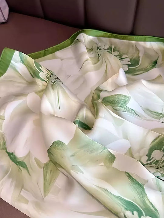 By Queen Γυναικείο Μαντήλι Σχέδιο Ντάλιες Green