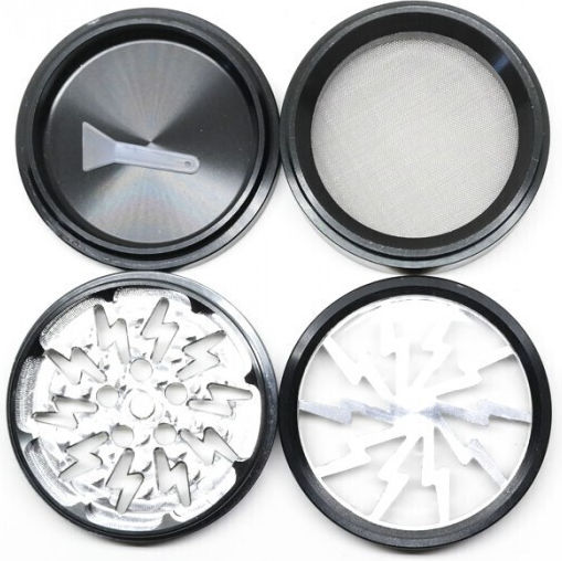 Τρίφτης Καπνού Amsterdam Silver Black Jk07 Mix Aluminum 4 Parts 60mm Παράθυρο