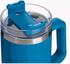 Muitomas Handled Tumbler Plastic Thermos Bottle 900ml Blue with Straw and Handle