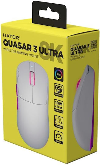HATOR Quasar 3 ULTRA 8K Drahtlos RGB Gaming Gaming Maus 30000 DPI Weiß