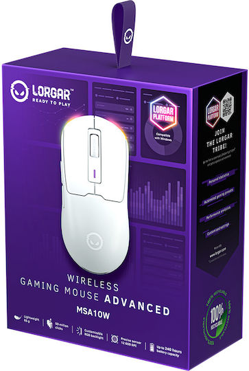 Lorgar MSA10W Ασύρματο RGB Gaming Ποντίκι 12000 DPI Λευκό