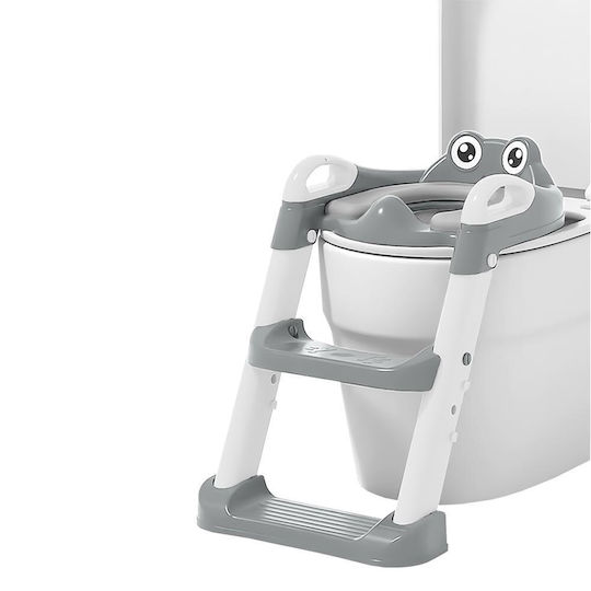 Bebe Stars Toddler Toilet Seat Frog with Footrest Handles and Gray Cushion