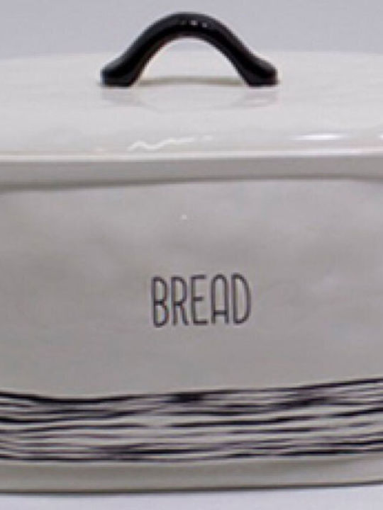 Karvounis Brotkasten mit Deckel Keramik Weiß 32x22x19.3cm