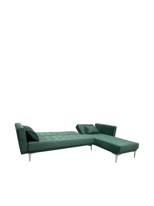 Arion Corner Bed Couch with Reversible Angle Green 244x162x84 cm