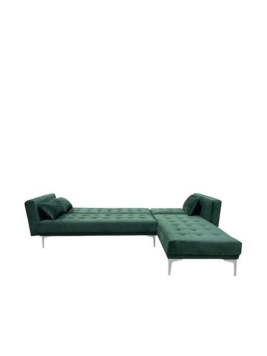 Arion Corner Bed Couch with Reversible Angle Green 244x162x84 cm