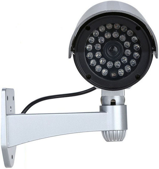 Set 2 Nextly Fake Surveillance Cameras Outdoor Indoor Use Flashing Red LED Light 360°/90° Rotation Waterproof AA Batteries Silver