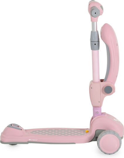 Byox Kids Scooter Foldable Checkmate 3-Wheel with Seat for 3+ Years Lace Pink