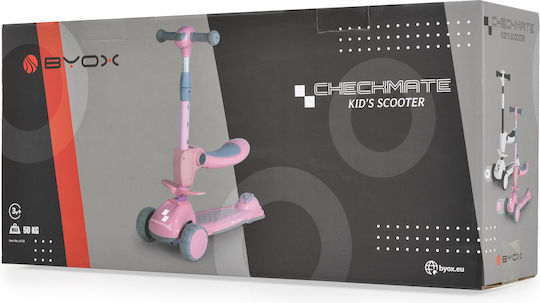 Byox Kids Scooter Foldable Checkmate 3-Wheel with Seat for 3+ Years Royal White