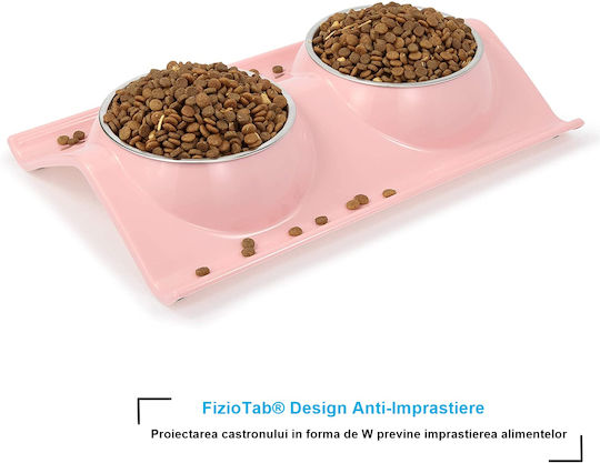 Bol De Mâncare Din Oțel Inoxidabil Pentru Câine Și Pisică 2 Locuri