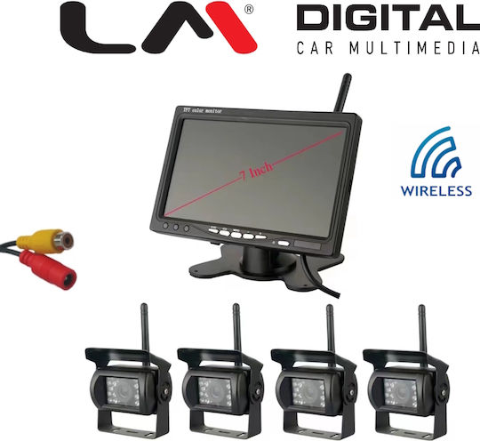 Lm Digital Mr Xa0774w K Σετ Οθόνη 7" 4 Κάμερες Ασύρματες 12/24vdc Φορτηγά Λεωφορεία