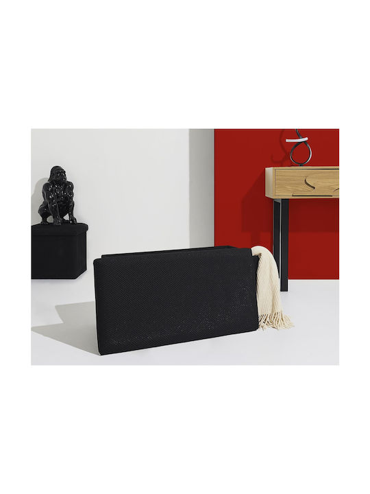 Bench Stool With Storage Space Upholstered With Black Fabric 76x38x38cm